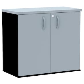 Armário Baixo PE25 Pandin 80 cm (largura) em MDP Cor Liso Cinza e Preto com Duas Portas