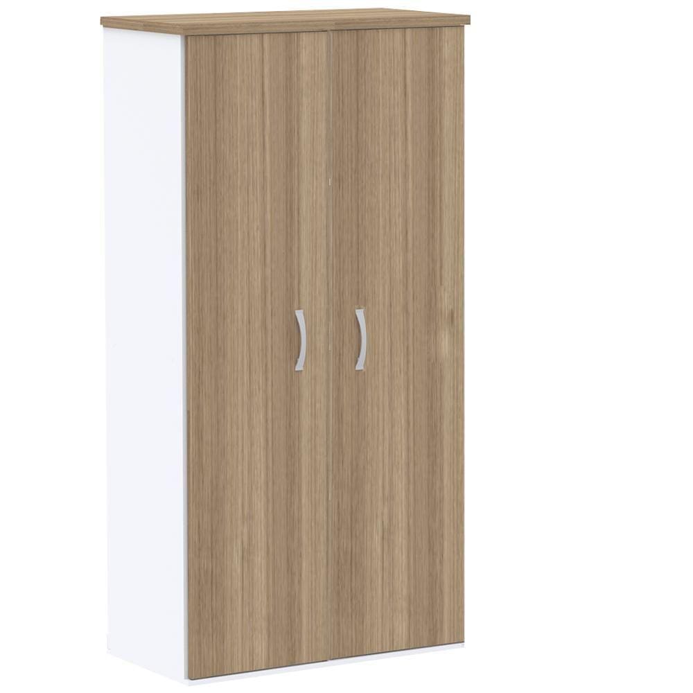 Armário Alto PE25 Pandin 79,20 cm (largura) em MDP Cor Noce Naturalle e Branco com Duas portas