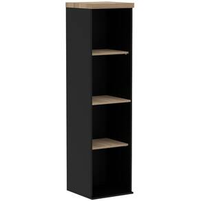 Armário Nicho PE40 Pandin 38,40 cm (largura) em MDP Cor Noce Naturalle e Preto Quatro Nichos