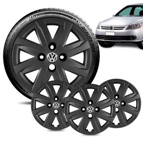 Jogo 4 Calota Volkswagen Voyage G5 aro 14 Preta Brilhante