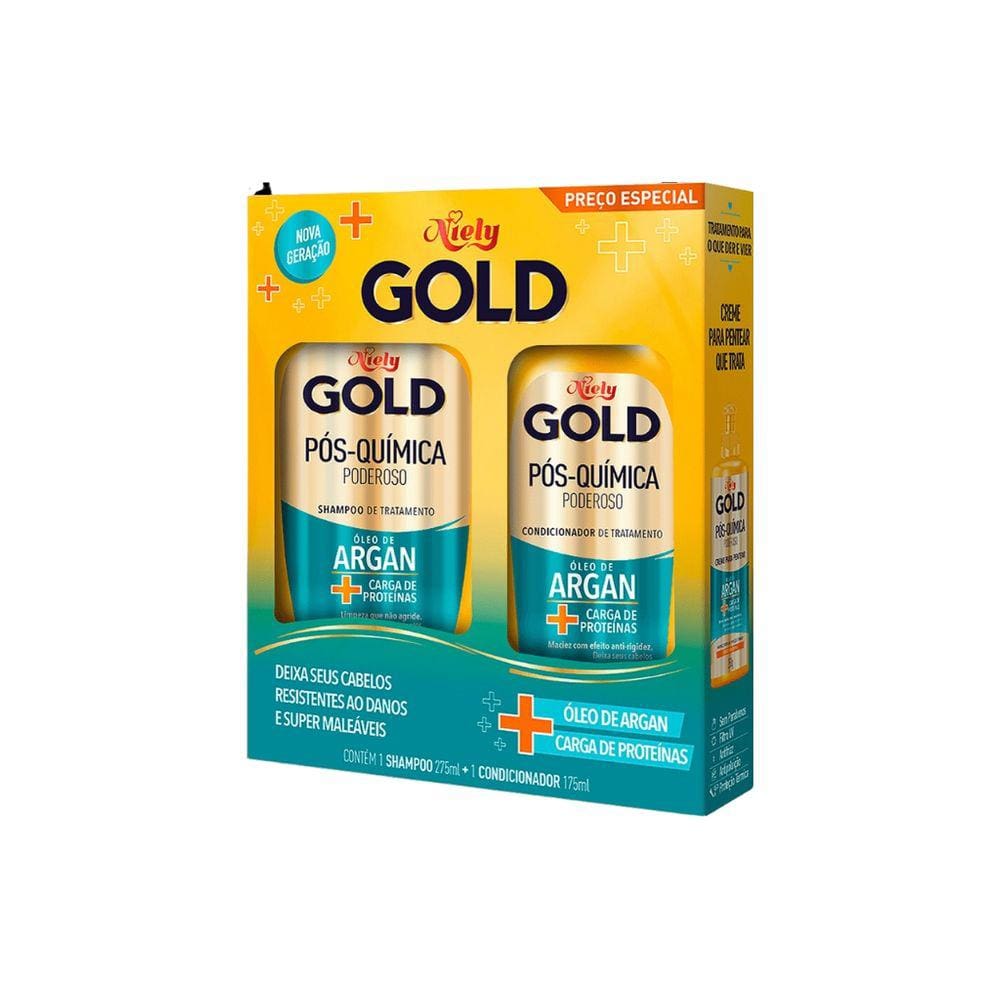 Kit Niely Gold Shampoo 275ml Cond 175ml Argan Pos Quimica