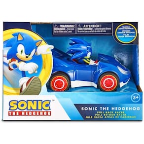 Carro de Corrida Pull Back do Sonic All Stars com Ação de Tração - Sonic