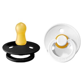Chupetas de Borracha l | Sem BPA | Conjunto 2 | Tamanho 0-6 Meses | Preto/Branco