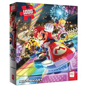 Quebra-cabeça Mario Kart “Rainbow Road” de 1000 peças | Arte colecionável do Super Mario Puzzle com Mario, Princesa Peach e Bowser | Quebra-cabeça e m