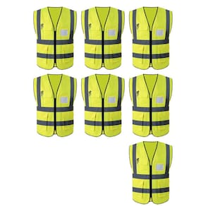 Colete Refletivo Kit 7 Unidades Sinalizador EPI Segurança Trabalho Proteçao Blusao Fluorescente Obra Fiscalizaçao