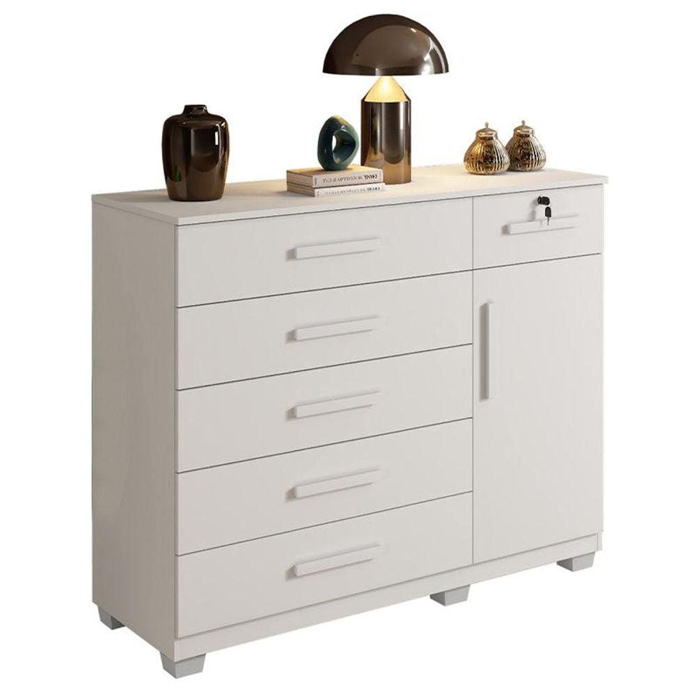 Comoda Milão Quarto com 6 Gavetas e 1 Porta