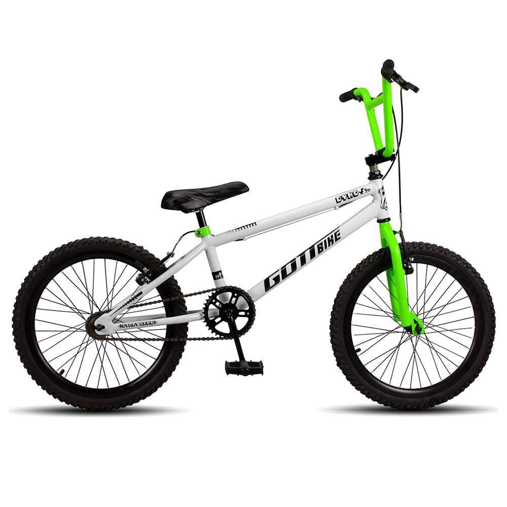 Bicicleta Infantil Aro 20 Bmx Freio V-Brake Aro Aereo Branco e Verde Gottbike