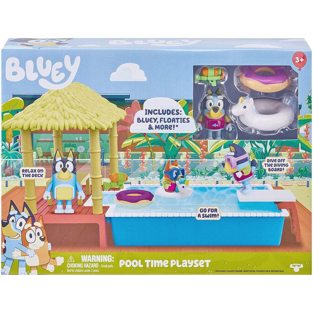Conjunto de Piscina Bluey, Figura Articulada 2,5-3 Polegadas e Acessórios, Multicolorido (13065)