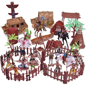Figuras Plásticas do Velho Oeste com Cowboys e Índios - 61 Peças para Crianças e Jogos de Guerra