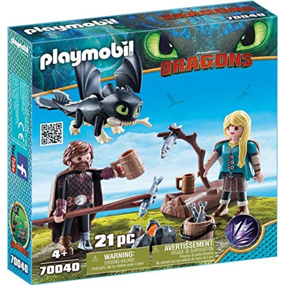 Conjunto Soluço e Astrid com Bebê Dragão PLAYMOBIL Multicolorido