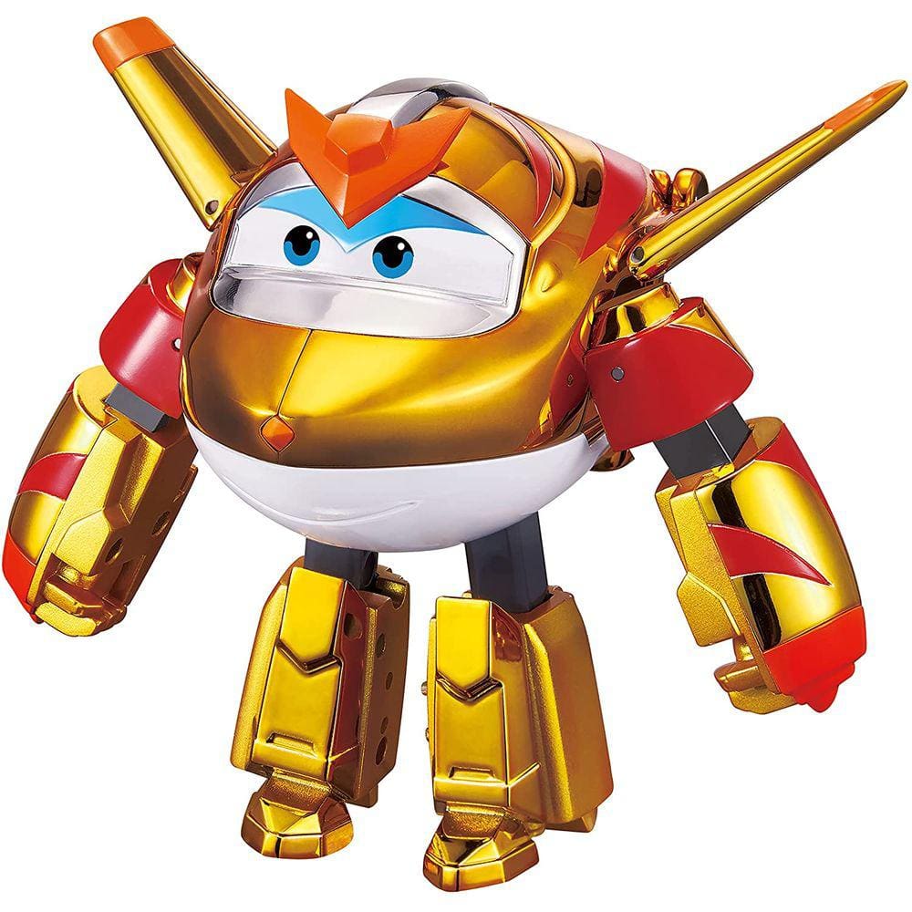 Avião Transf. Dourado Super Wings 5 - Figura de Ação - Ideal p/ Crianças 3-5 anos