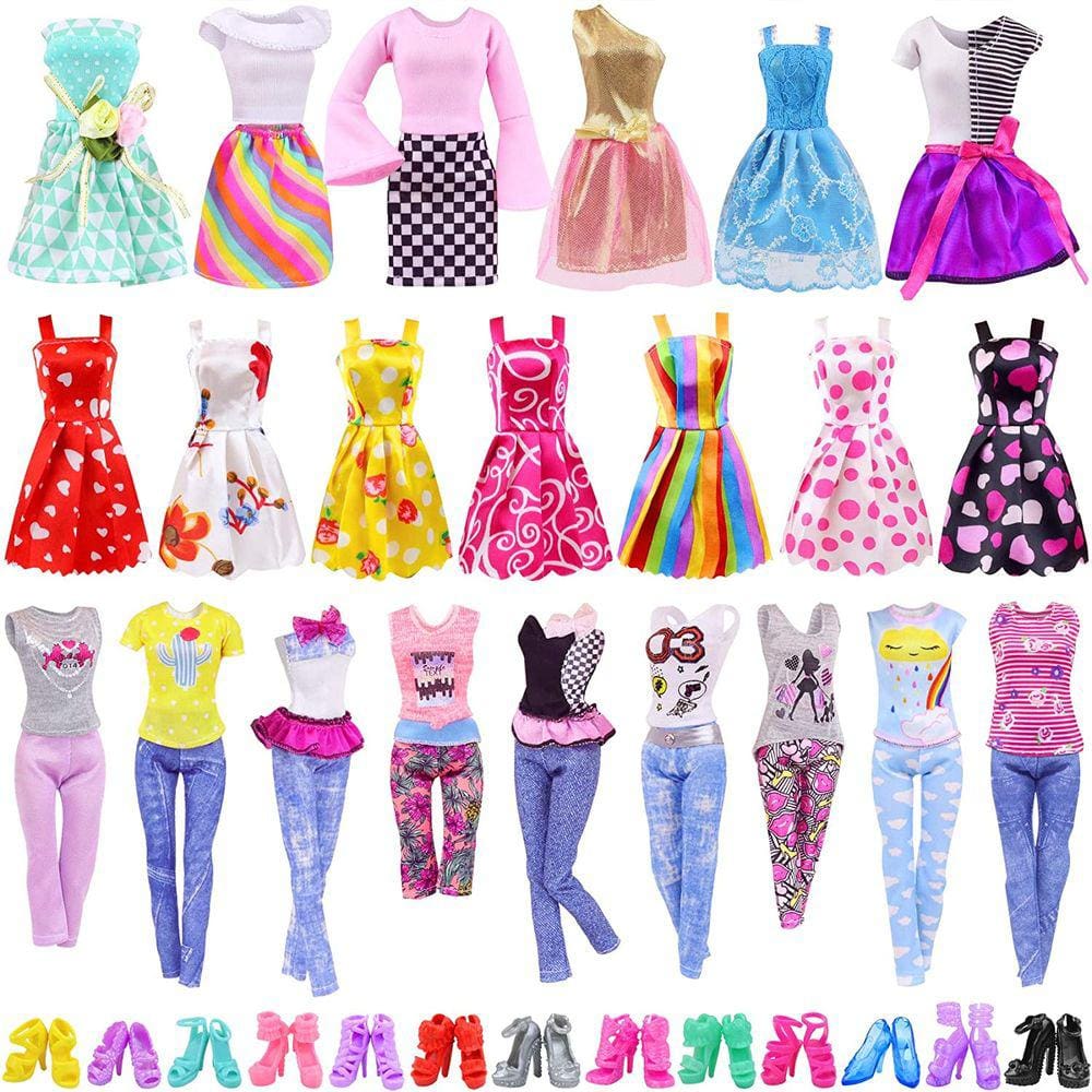 Kit Roupa Para Boneca Barbie Roupinha Mais Sapato Vestido de