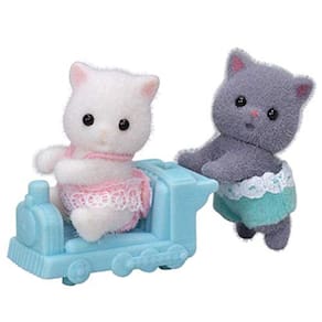 Gêmeos Gatos Persas Calico Critters, bonecos, bonecos de casa de bonecas, brinquedos colecionáveis; boneco e acessório incluídos
