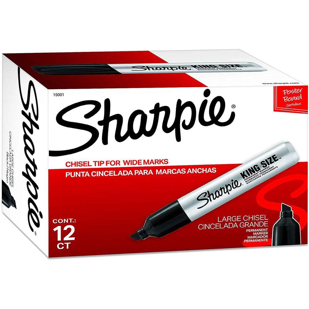 Marcadores permanentes sharpie king size | Marcadores de ponta de cinzel para o trabalho e uso industrial, 12 contagem