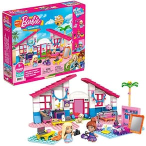 Conjunto Casa Malibu Barbie Mega, 303 bricks, acessórios, 2 bonecas, 1 filhote, 2 pássaros. Presente para crianças a partir de 5 anos