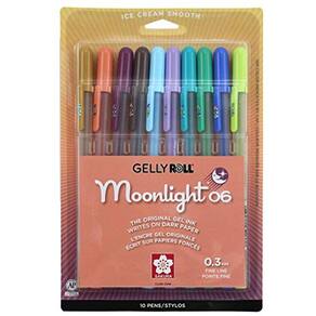 Canetas de gel opaque, Sakura Gelly Roll, 10 unidades, tons escuros, escrita suave e cremosa
