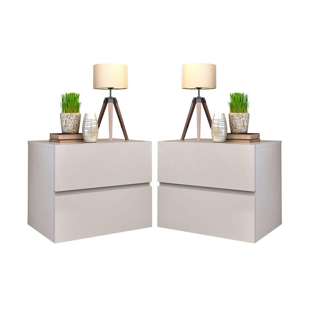 Kit Mesa de cabeceira de parede suspensa Eros 45 Off White