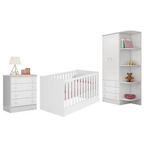 Dormitório Infantil Doce Sonho 2 Portas, Cômoda 4 Gavetas e Berço Mini Cama - Qmovi