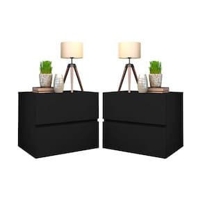 Kit 2 Mesa de cabeceira eros 45 estilo moderno europeu cor preto