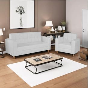 Kit Sofá 180cm e Poltrona em Suede Dallas Branco