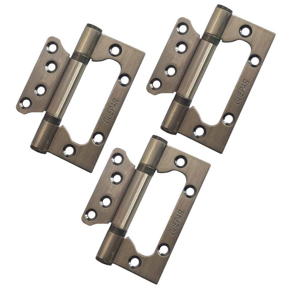 Kit 3 Dobradiça De Sobrepor Sem Rebaixo 4X3 Pol Inox Dourado