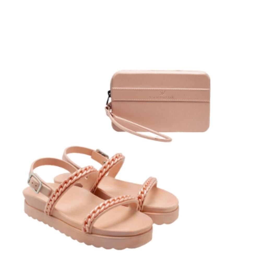 Papete Feminina Sandália Corrente + Carteira Kit 2 Peças