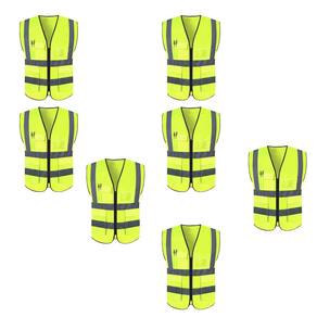 Colete Sinalizador Refletivo Kit 7 Unidades EPI Segurança Blusao Fluorescente Obra Transito Fiscalizaçao Proteçao