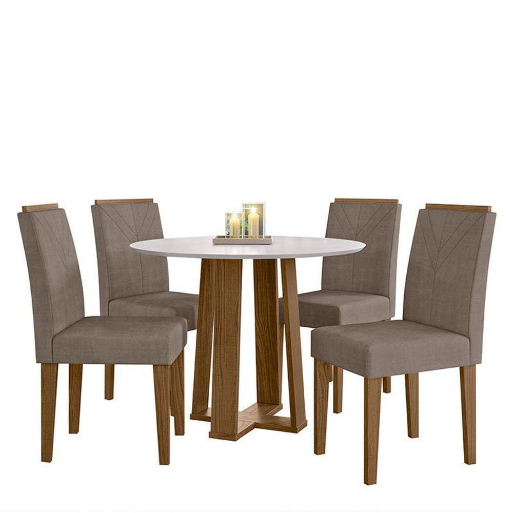Mesa de Jantar Isabela 100x100 com 4 Cadeiras Amanda - PR Móveis