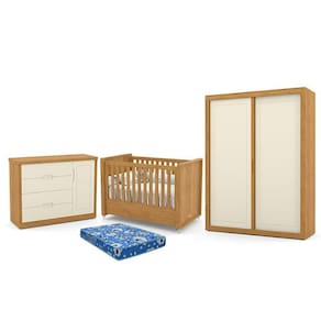 Dormitório Tutto New 2 Portas, Cômoda 1 Porta, Berço com Colchão - Matic Móveis