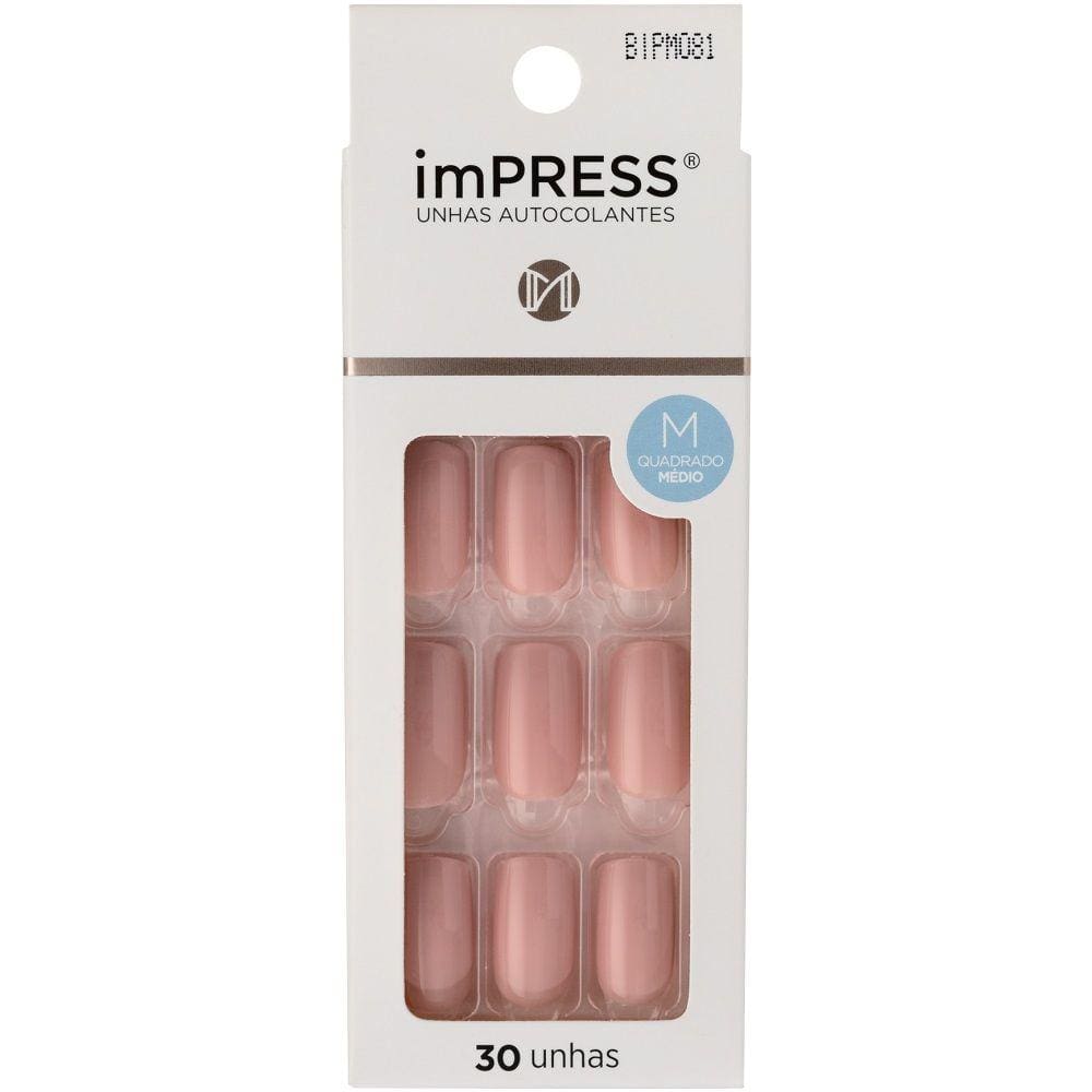 Unha Postiça Autocolante Impress Média Sea Breeze 30UN Kiss