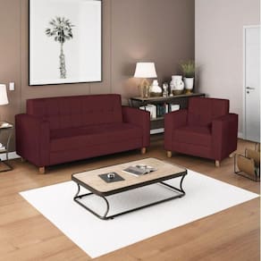 Kit Sofá 180cm e Poltrona em Suede Dallas Bordô