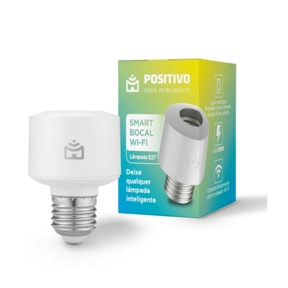 Smart Bocal Positivo Casa Inteligente Wi-Fi Soquete E27 100W Alexa E Google Bivolt Branco