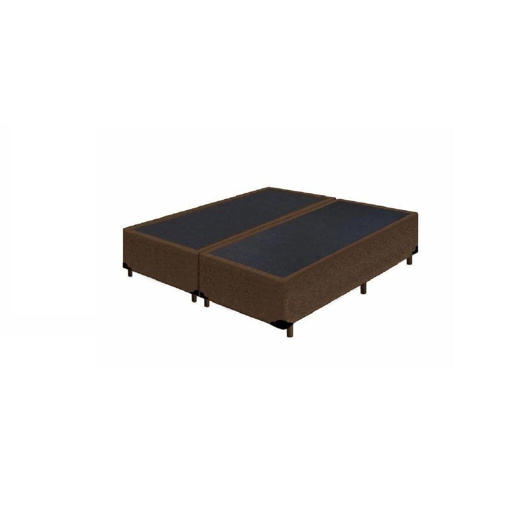 Base Box Casal Bipartido Suede Marrom