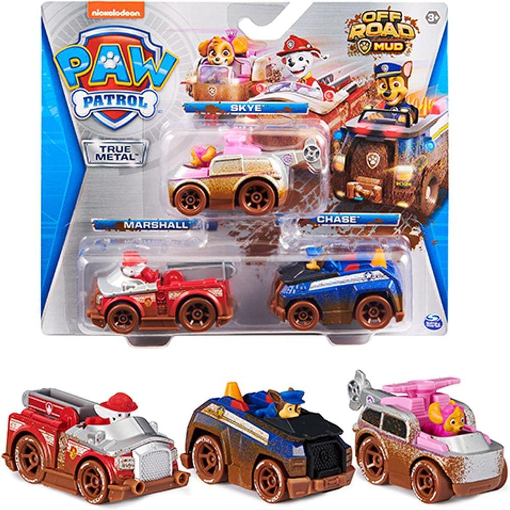 Patrulha Canina Carrinhos Off Road Mud Skye Chase e Marshall