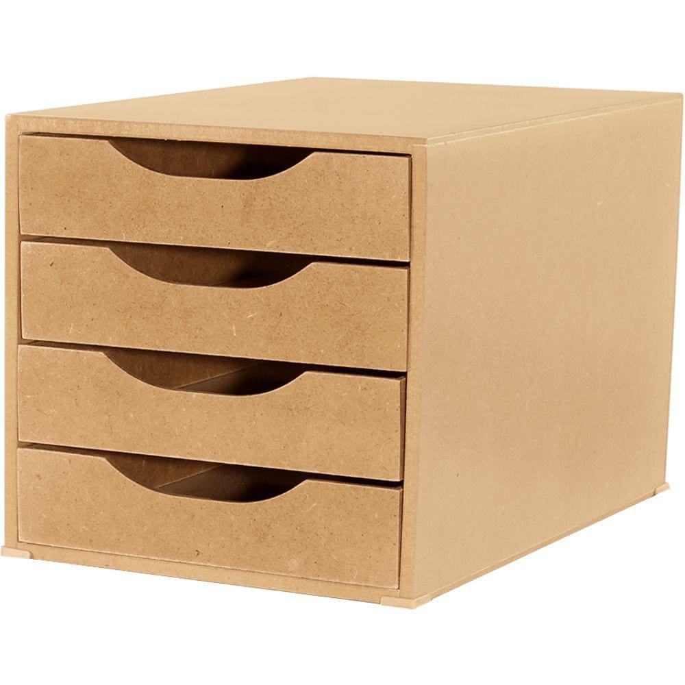Caixa Arquivo Gaveteiro Organizador Escritório Módulo Easy Box MDF 4 Gavetas Documentos A5 A4 Ofício