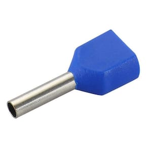 Kit 500Pçs Terminal Elétrico Ilhós Tubular Duplo 2,5Mm Azul