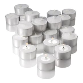 50 Velas Rechaud Brancas Em Suporte Alumínio - 4Hrs Queima