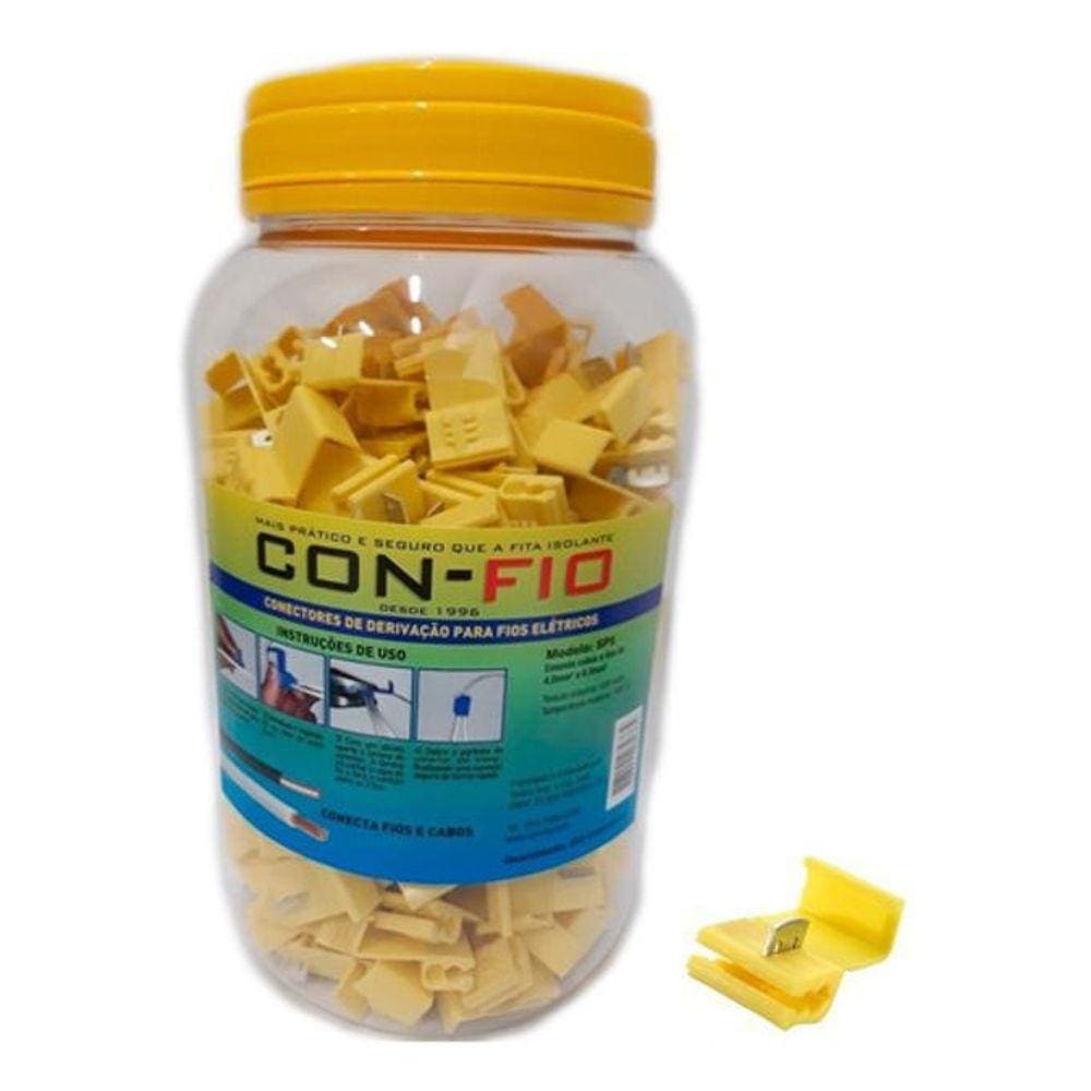 Pote Com 250 Conector Derivação Emenda Fios Amarelo 4 A 6Mm