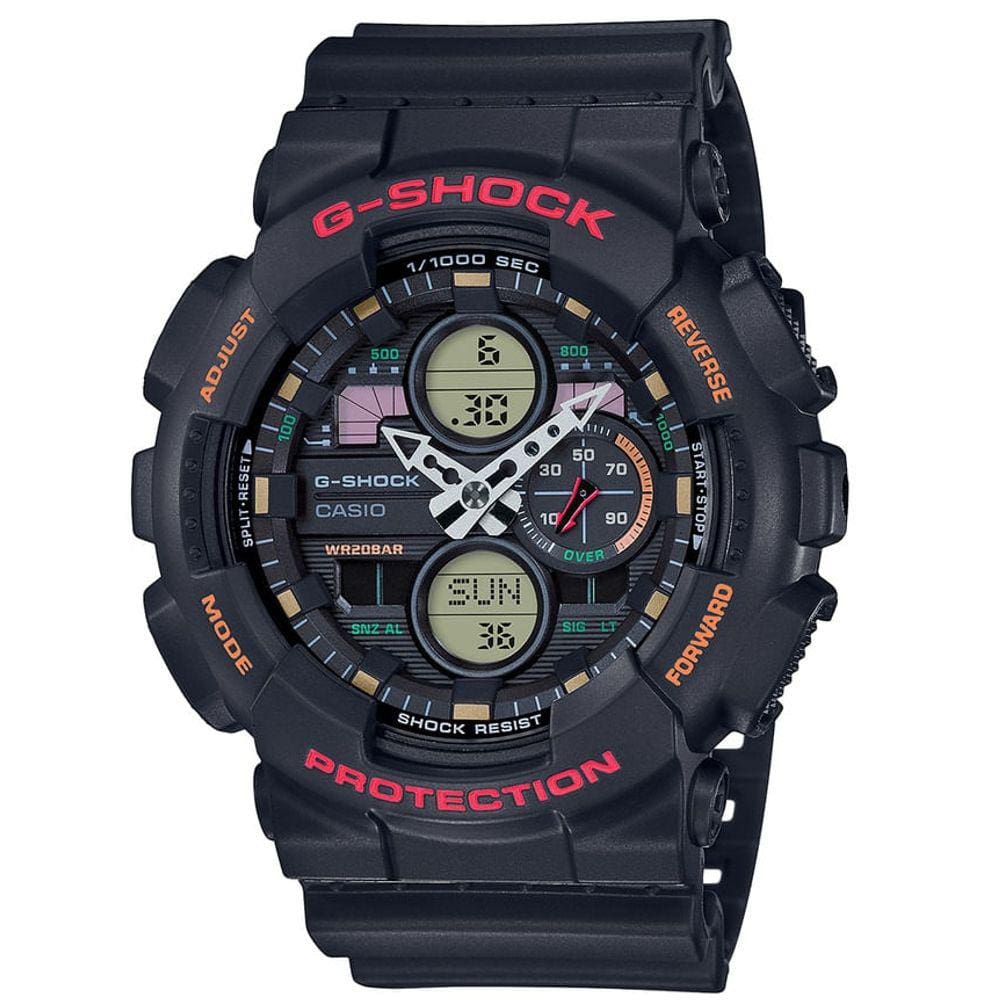Relógio CASIO G-SHOCK masculino anadigi preto GA-140-1A4DR