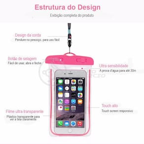 Capa Bolsa A Prova Dágua Impermeável Universal Para Rosa