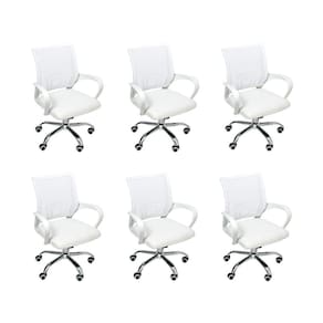 Kit 6 Cadeiras de Escritório Begonia Mesh Ergonômico Branco