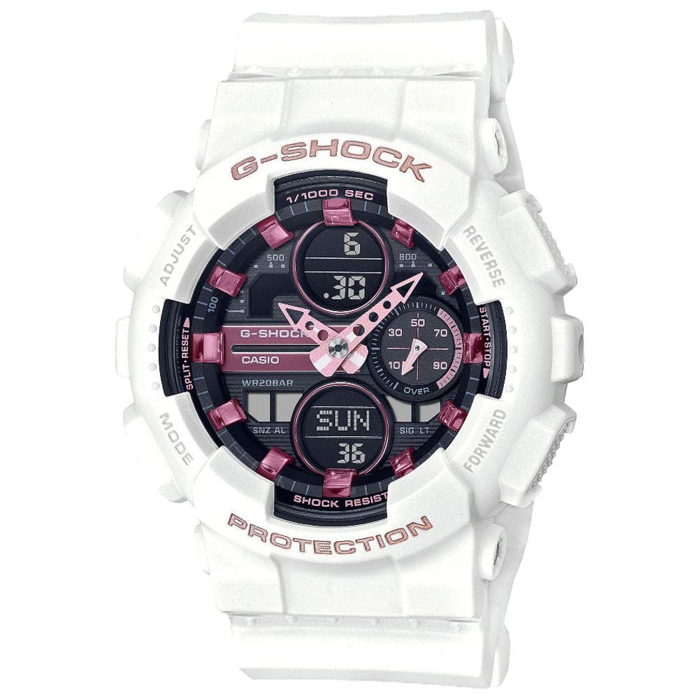 Relógio CASIO G-SHOCK feminino branco anadigi GMA-S140M-7ADR