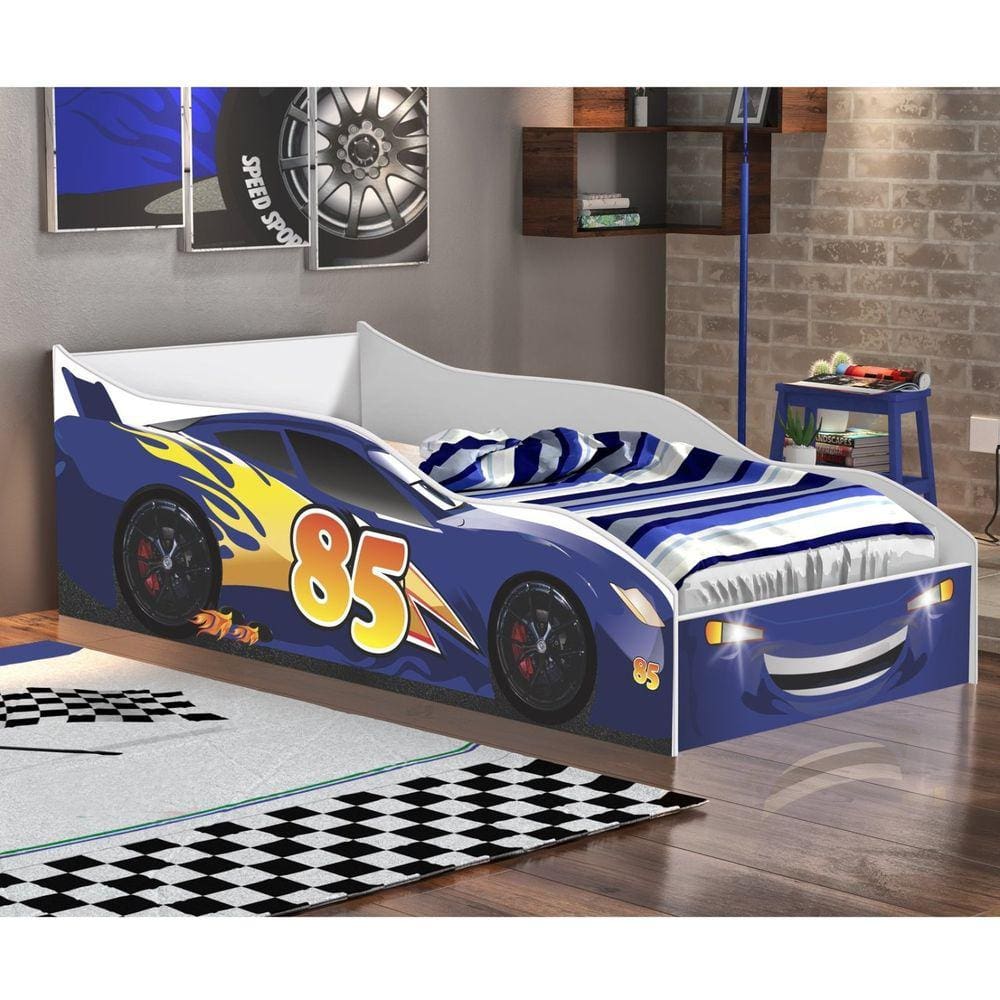 Cama Infantil Carro Azul/Branco