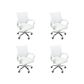 Kit 4 Cadeiras de Escritório Begonia Mesh Ergonômica Branco
