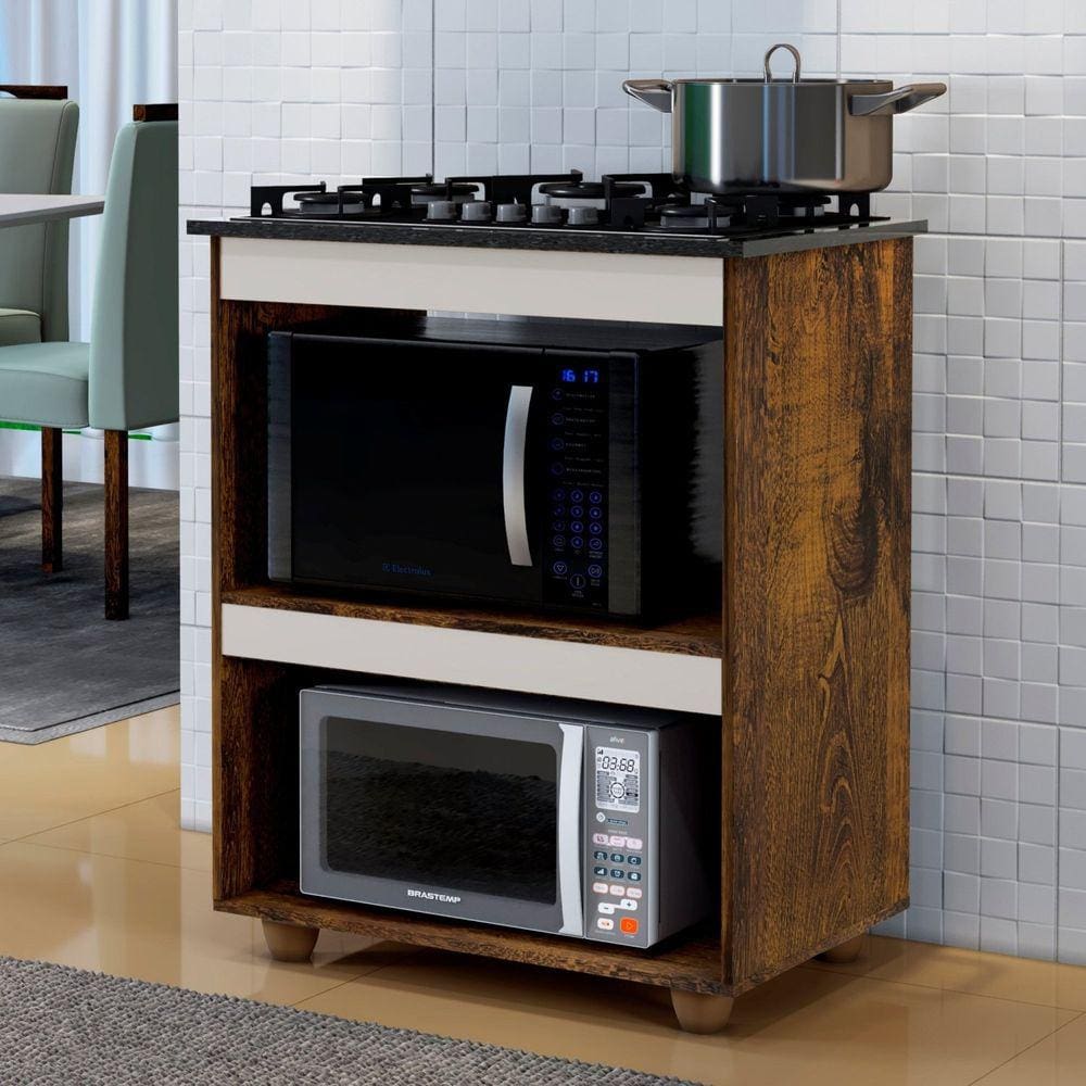 Balcão para Cooktop 5 Bocas 2 Nichos para Forno Turim Ypê/Off White