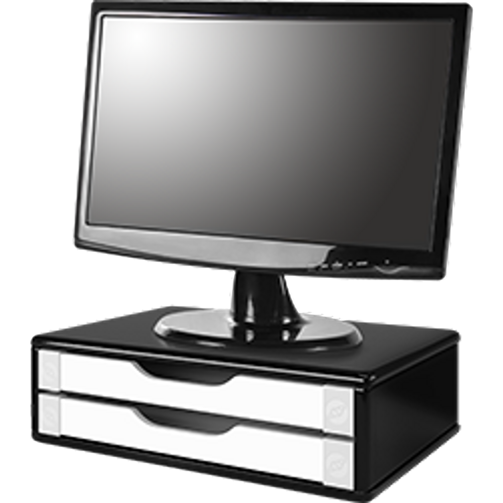 Suporte Monitor Gaveteiro Organizador Escritório 2 Gavetas Madeira MDF Documentos A5, A4 e Oficio