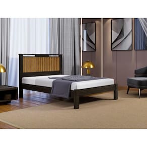 Cama Casal com Cabeceira Ripada Alaska Mocaccino/Marromle