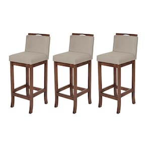Kit 3 Banqueta Baixa em Madeira Maciça Capuccino