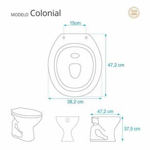 Assento Sanitário Colonial Cinza Para Vaso Hervy