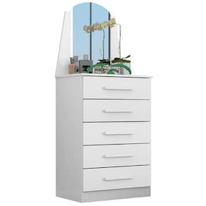 Cômoda Veneza 5 Gavetas com Espelho Albatroz Cor Branco